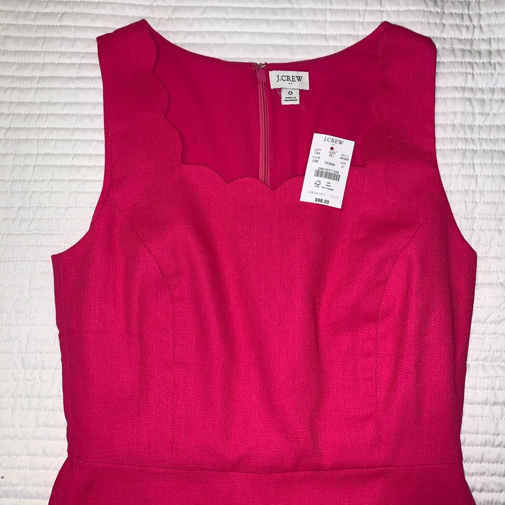 NWT J Crew Scalloped Basketweave Square-Neck Dress